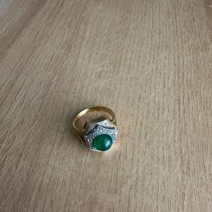 Fortis Swiss Vintage Gold & Green Stone Ring with Watch